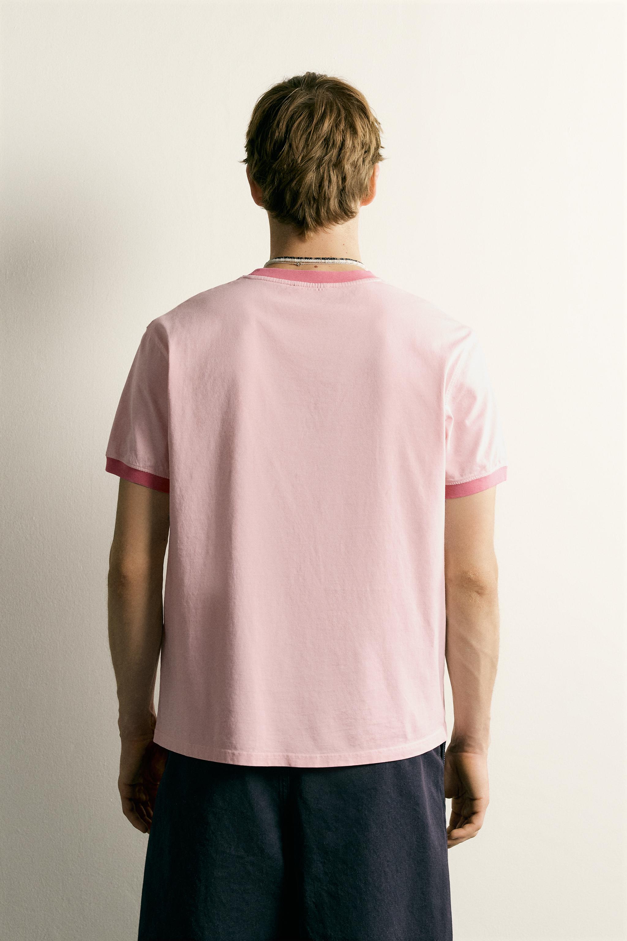 REGULAR FIT CONTRAST BINDING T-SHIRT